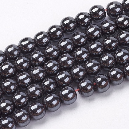 Non-Magnetic Synthetic Hematite Beads Strands G-H1624-6mm-2-1