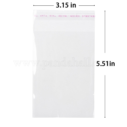 セロハンのOPP袋  小さなジュエリー収納袋  粘着シールバッグ  長方形  透明  14x8cm  一方的な厚さ：0.035mm  インナー対策：10.5x8のCM X-OPC-R012-05-1
