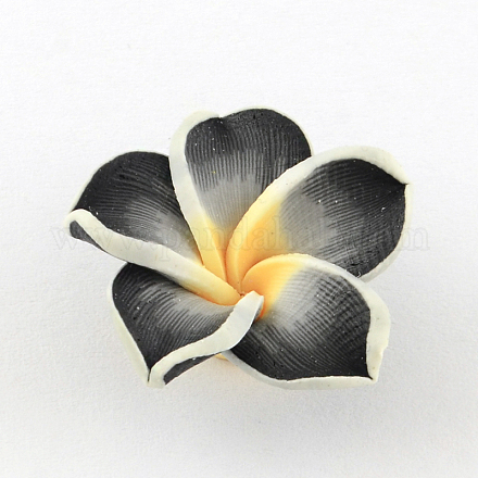 Handmade Polymer Clay 3D Flower Plumeria Beads CLAY-Q192-15mm-01-1