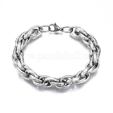 201 braccialetto a catena in corda di acciaio inossidabile per uomo donna BJEW-S057-69-1