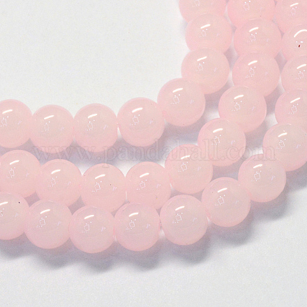 Chapelets de perles rondes en verre imitation jade peint DGLA-Q021-4mm-02-1
