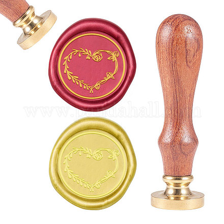 CRASPIRE Wax Seal Stamp Vintage Sealing Stamp 25mm Removable Brass Head Natural Wood Handle for Envelope Invitation Card Embellishment Box Package Decoration AJEW-CP0002-22-48-1