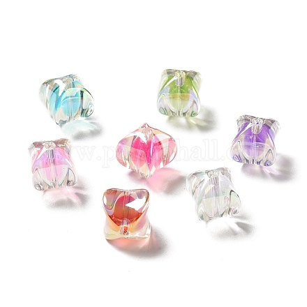 Perles acryliques irisées arc-en-ciel à placage uv bicolore TACR-D010-04-1