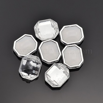 Cucire su taiwan acrilico imitazione giada color argento placcato SA62-8x10-ACS-H2-1