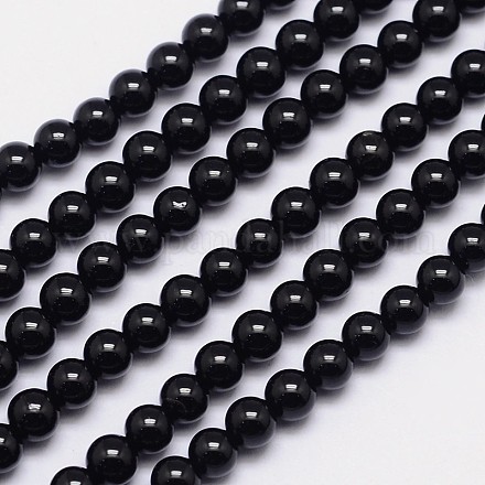 Turmalina negro natural hebras de perlas redondo X-G-I160-01-6mm-1