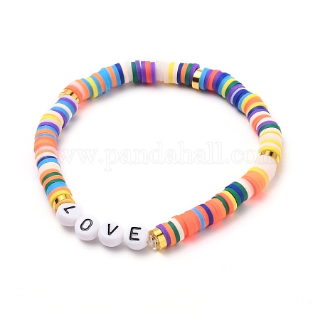 Polymer Ton Heishi Perlen Stretch Armbänder BJEW-JB05710-01-1