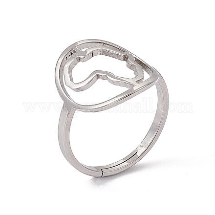 201 anillo ajustable de acero inoxidable con mapa de África hueco para mujer RJEW-C045-04P-1