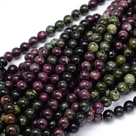 Round Natural Tourmaline Beads Strands G-F222-37-4mm-1