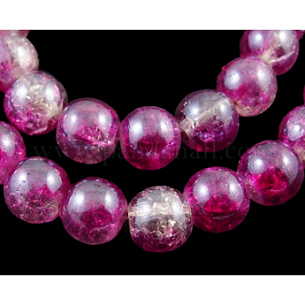 Round Crackle Glass Beads Strands X-GGC10MM021Y-L-1