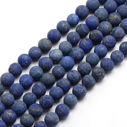 Chapelets de perle ronde en lapis-lazuli mat naturel G-M064-6mm-08-1