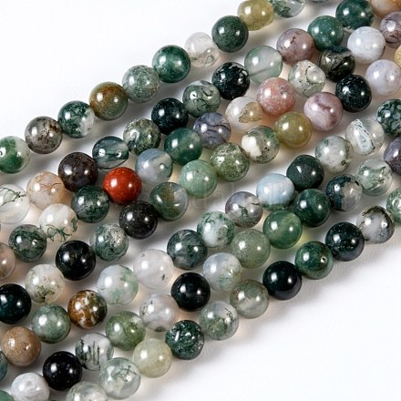 Natural Indian Agate Gemstone Bead Strands G-R201-8mm-1
