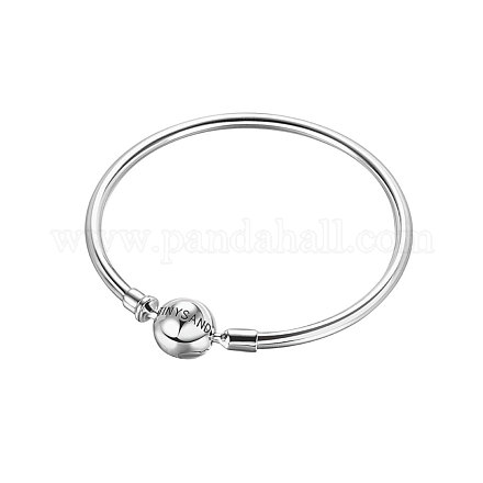 TINYSAND Rhodium Plated 925 Sterling Silver Basic Bangles for European Style Jewelry Making TS-B132-S-21-1