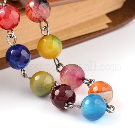 Handmade Natural Agate Beads Chains for Necklaces Bracelets Making AJEW-JB00155-1