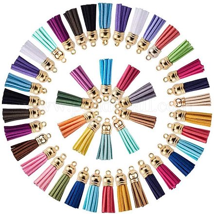 PH PandaHall PandaHall Elite Assorted Colors Tassel Pendants Faux Suede Tassel with Caps for Arts Crafts DIY Accessories FIND-PH0015-03G-1