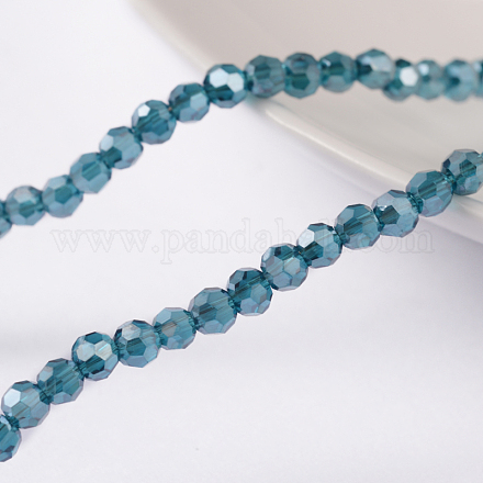 Faceted Round Electroplate Glass Bead Strands X-EGLA-F009-A02-1