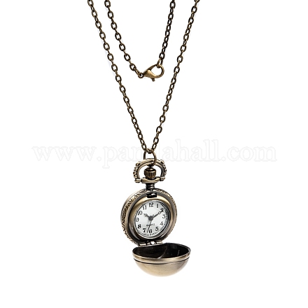Retro lega rotonda palla pendente orologi da tasca del quarzo della collana X-WACH-M034-04AB-1