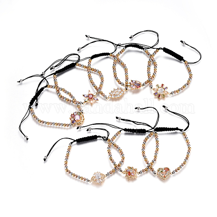 Bracelets tressés réglables en 304 acier inoxydable avec perles BJEW-L656-048G-1