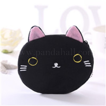 Cute Cat Velvet Zipper Wallets with Tag Chain ANIM-PW0002-26B-1