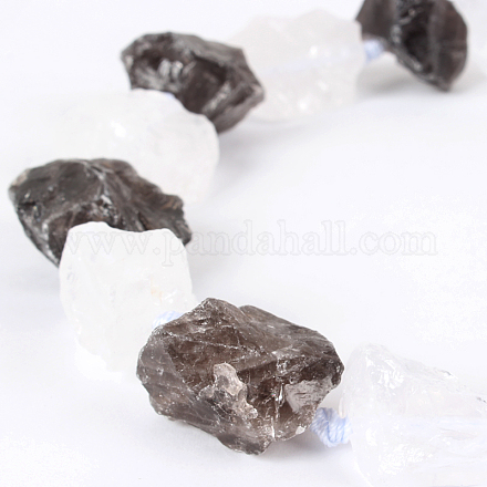 Natural Mixed Gemstone Smoky Quartz & Crystal Rough Nuggets Bead Strands G-E219-05-1
