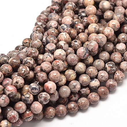 Brins de perles rondes en jaspe en peau de léopard naturel G-P072-31-12mm-1