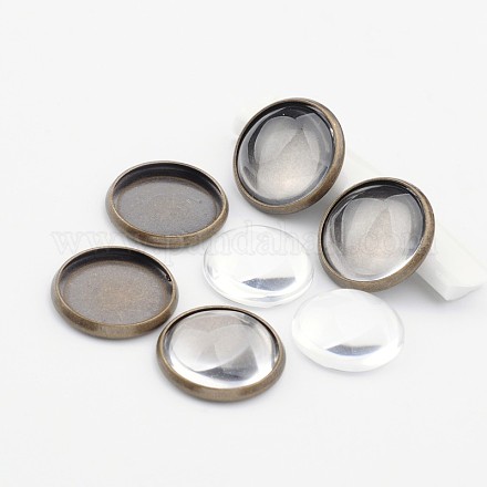 Laiton diy supports cabochons de la lunette et dôme clair cabochons de verre DIY-X0261-14mm-AB-NR-1