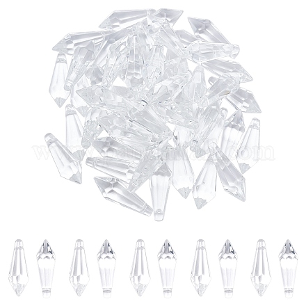 AHANDMAKER 50pcs 38x14mm Crystal Icicle Pendant Crystal Suncatcher with 1mm Hole GLAA-GA0001-09-1