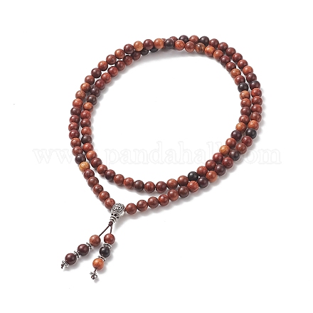 Ожерелье из сплава тыквы с кисточками и деревянными цепочками из бисера для женщин NJEW-JN04181-1