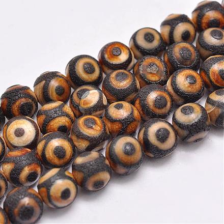 Natürliche tibetische 3-Augen-Dzi-Achat-Perlenstränge G-F354-17-1