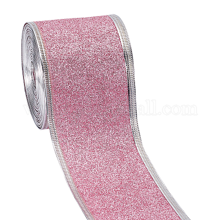 GORGECRAFT 10 Yards Sparkle Ribbon with Wired Edge Glitter Ribbon 2 Inch Pearl Pink Wrapping Gifts & Custom DIY Crafts Decorative Confetti Glitter Wired Ribbons for Gift Wrapping Party Decoration OCOR-WH0071-026C-1