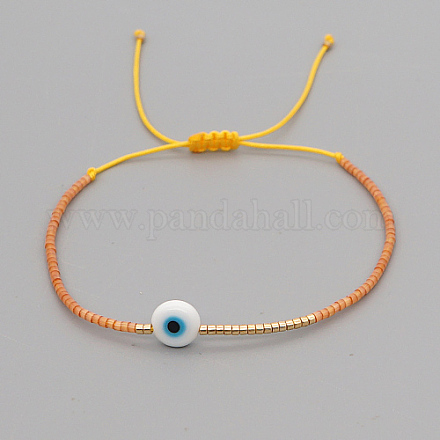 Adjustable Lanmpword Evil Eye Braided Bead Bracelet ZW2937-07-1