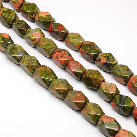 Natural Unakite Faceted Rhombus Beads Strands G-L235A-10-1