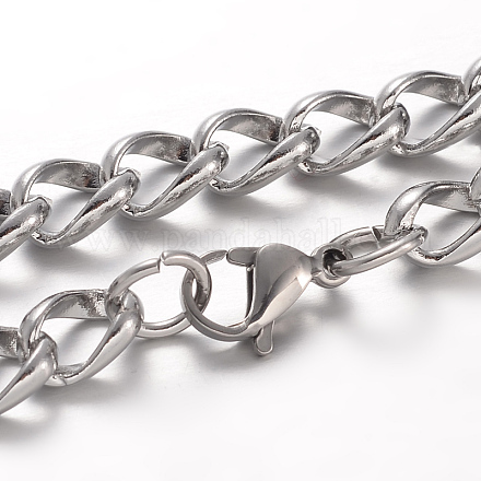 304 Stainless Steel Curb Chain Necklaces and Bracelets Jewelry Sets SJEW-F129-03B-P-1