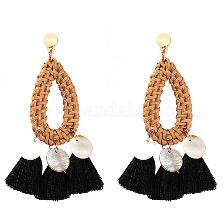Bohemian Style Tassel Dangle Stud Earrings EJEW-K074-L04-1