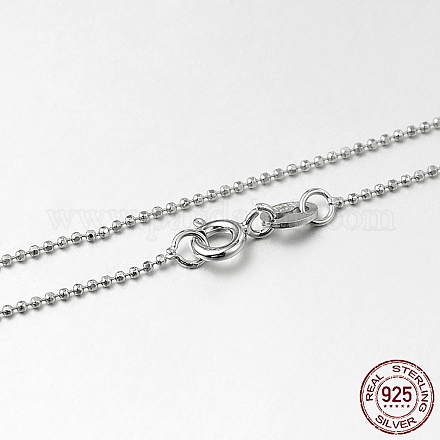 Trendy Rhodium Plated 925 Sterling Silver Ball Chain Necklaces STER-M050-1.0A-09-1