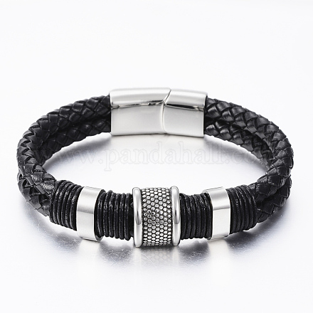 Bracelets en cuir tressé BJEW-K166-06P-1