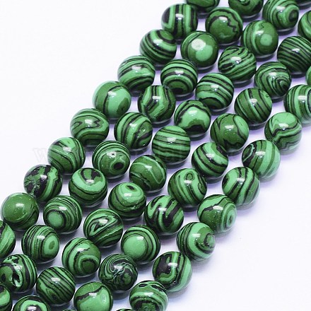 Synthetic Malachite Beads Strands G-F425-38-8mm-1