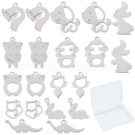 SUNNYCLUE 20Pcs 10 Styles 201 Stainless Steel Charms STAS-SC0002-81-1