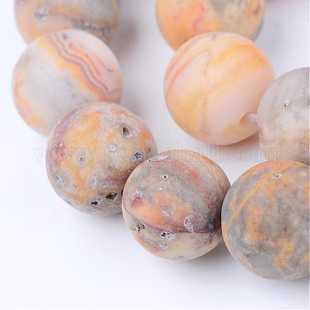 Chapelets de perles en agate fou naturel G-Q462-12mm-12-1