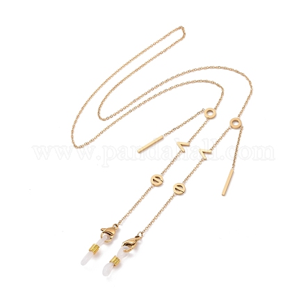 304 Edelstahl-Halskette mit Wortliebesgliedern für Brillen mit Kabelketten AJEW-H134-04G-1