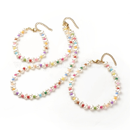 Bracelets et bracelets de cheville et colliers de perles en plastique abs et de perles acryliques SJEW-JS01238-1