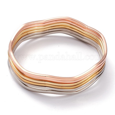 7pcs simple placage sous vide pour femmes 304 bracelets empilables en acier inoxydable BJEW-O182-08M-1