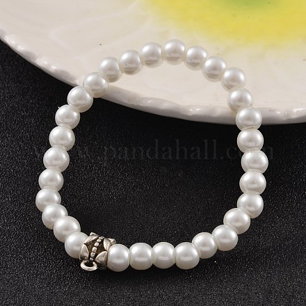 Bracciali di perle di perline di vetro rotondo stirata BJEW-JB02169-01-1