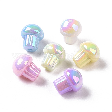UV Plating Rainbow Iridescent Opaque Acrylic Beads OACR-C010-07-1