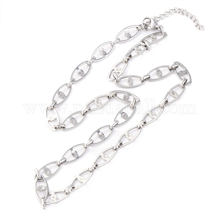 304 Stainless Steel Link Chain Necklaces NJEW-H305-09P-1