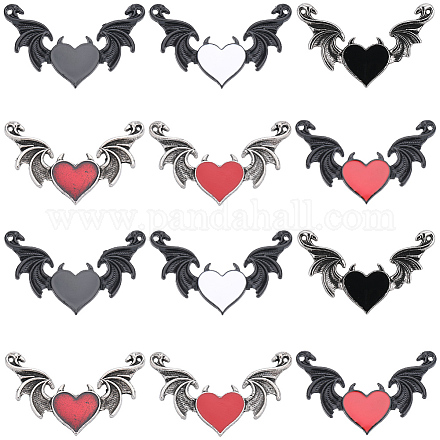 SUNNYCLUE 1 Box 12Pcs Bat Charms Gothic Style Halloween Bat Wing Charm Black White Red Heart Charms Devil Wings Links Double Loop Linking Connector Charm for Jewelry Making Charms DIY Craft Supplies FIND-SC0006-48-1