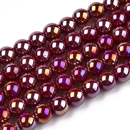 Chapelets de perles en verre opaque électrolytique X-GLAA-T032-P4mm-AB05-1