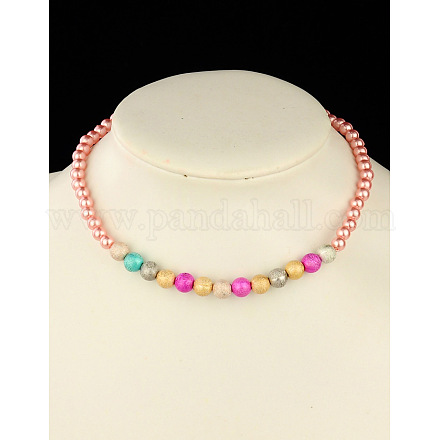 Collane di perle in acrilico elastico per i bambini NJEW-JN00425-03-1