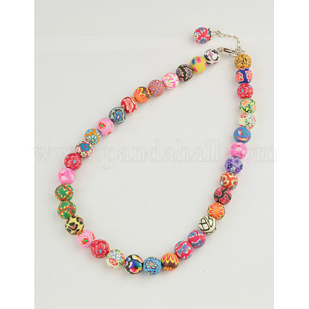 Handmade Polymer Clay Beaded Necklaces NJEW-JN00189-02-1