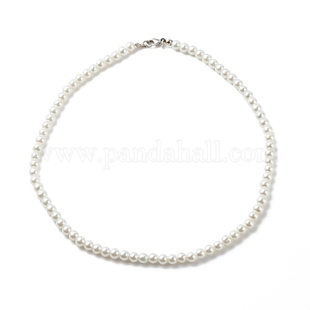 Collana di perle tonde di perle di vetro da donna NJEW-JN03903-1