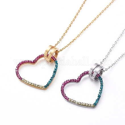 304 Stainless Steel Pendant Necklaces NJEW-L166-14-1